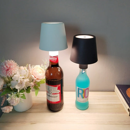 Cordless LED Wine Bottle Lamp - Rechargeable Dimmable Table Light for Bar & Home from Mish Mash Market