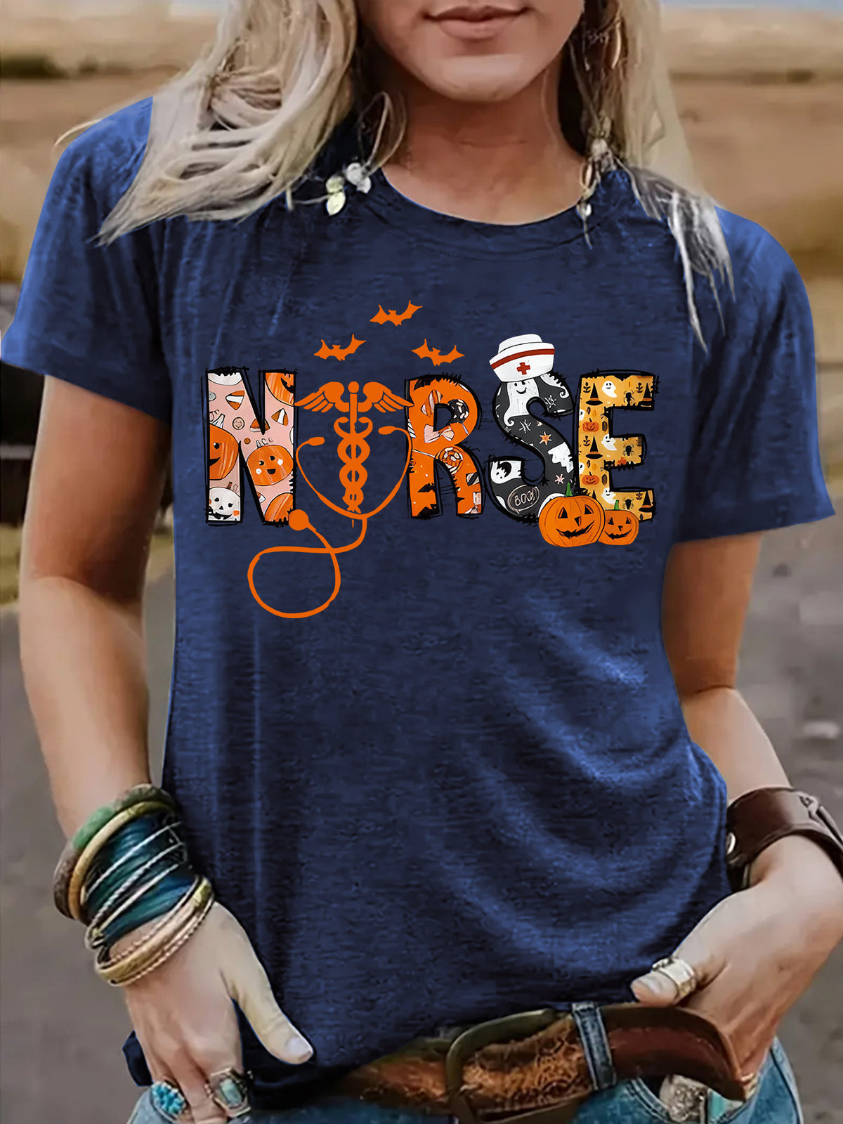 Spooktacular Halloween Nurse Graphic T-Shirt from Mish Mash Market