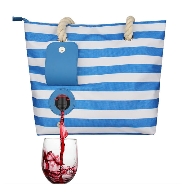 Insulated Wine Dispensing Beach Tote Bag from Mish Mash Market