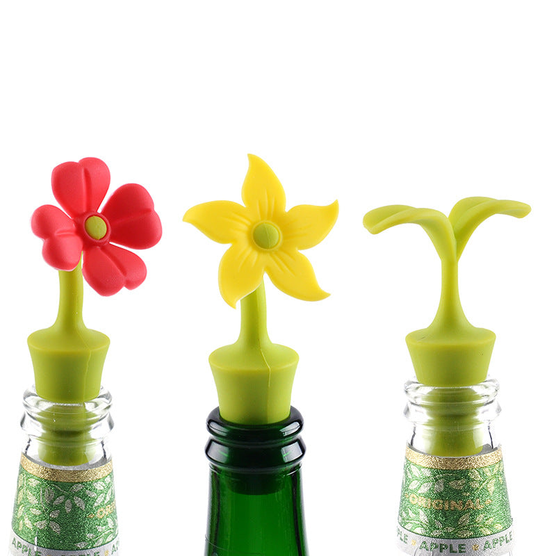 Floral Silicone Wine Stoppers (Set of 4) — Reusable & Leak-Proof Bottle Seals from Mish Mash Market
