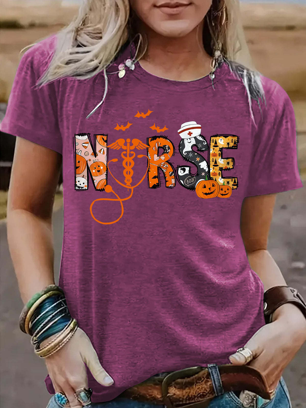 Spooktacular Halloween Nurse Graphic T-Shirt from Mish Mash Market