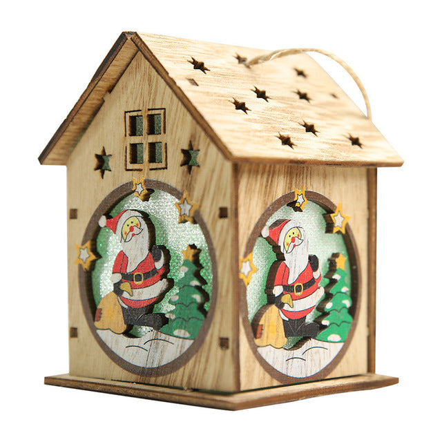 LED Lighted Wooden Christmas Village House Hanging Ornament