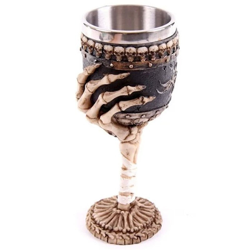 Skeleton Hand Resin Wine Chalice - Gothic Stainless Steel Cup from Mish Mash Market