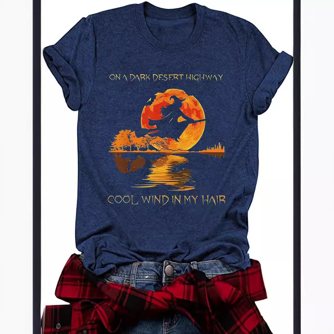 Halloween Witch Graphic T-Shirt - On A Dark Desert Highway from Mish Mash Market