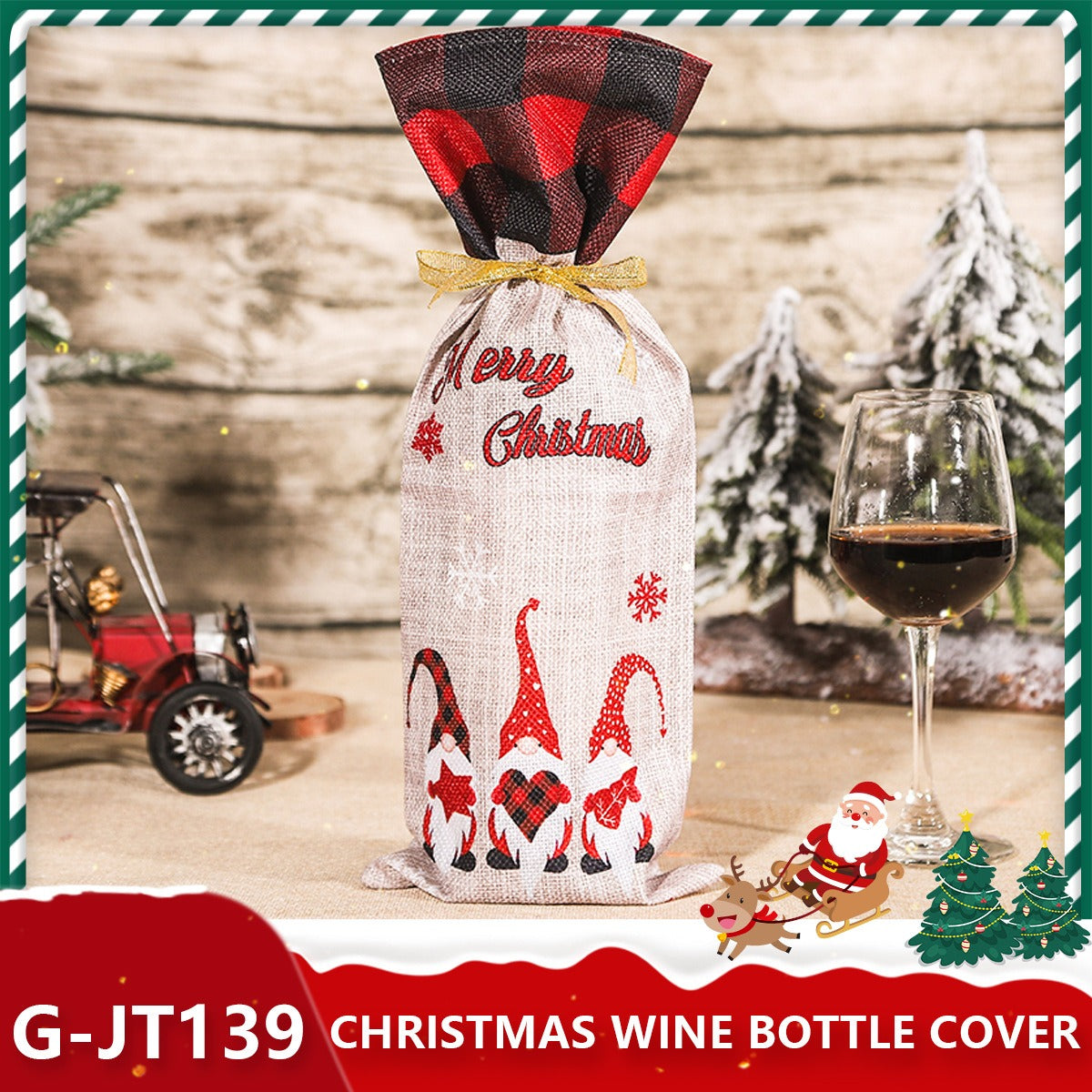 Festive Holiday Wine Bottle Gift Bags - Santa & Winter Themes from Mish Mash Market