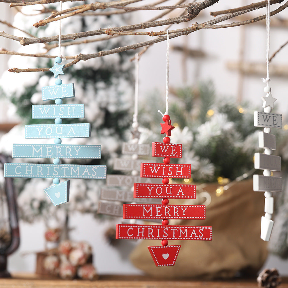 "WE WISH YOU A MERRY CHRISTMAS" Wood Hanging Sign