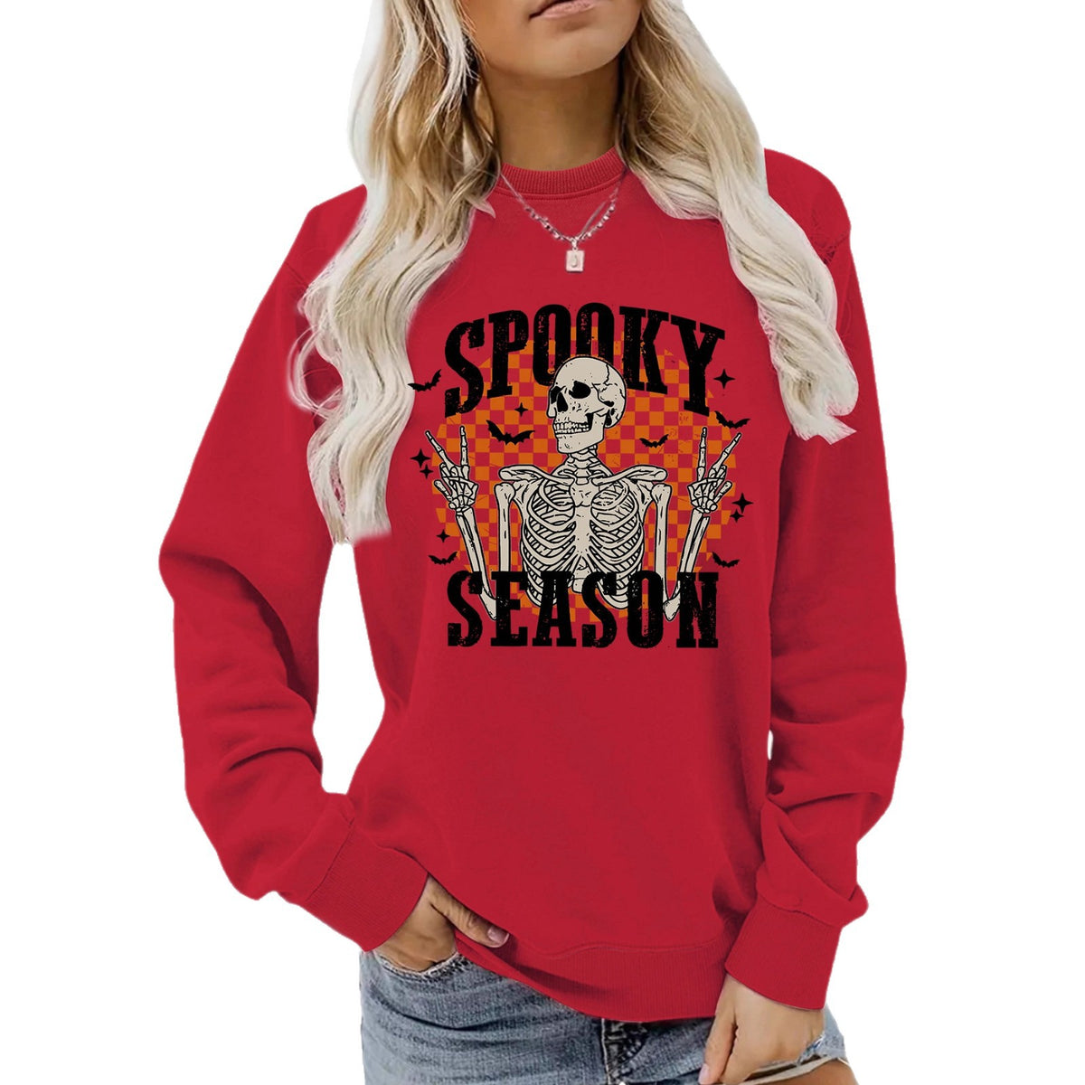 Halloween Spooky Season Skeleton Printed Pullover Hoodie from Mish Mash Market