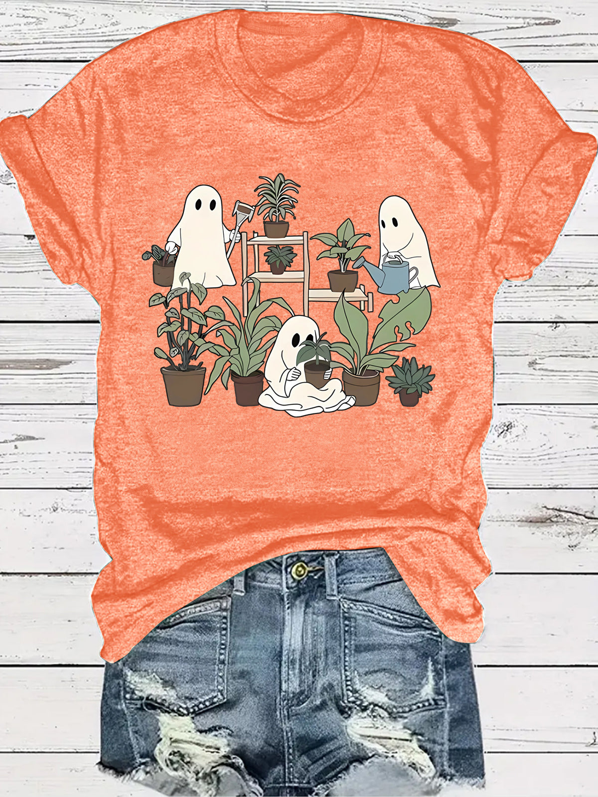 Halloween Cute Spooky Ghost Plant Lover Graphic T-Shirt from Mish Mash Market