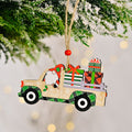Wooden Gnome Christmas Truck Ornaments