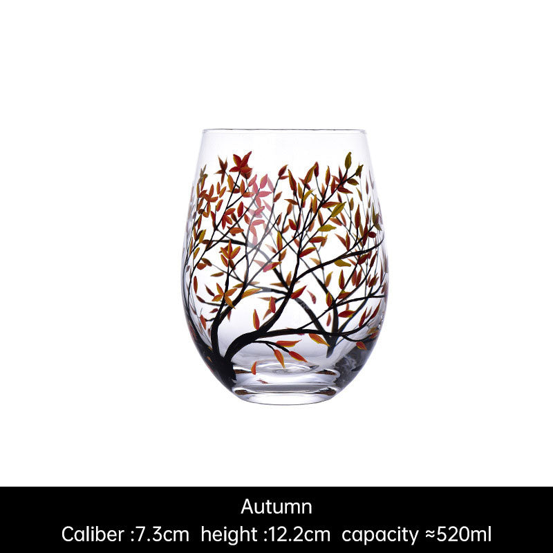 Four Seasons Hand-Painted Crystal Wine Glass from Mish Mash Market