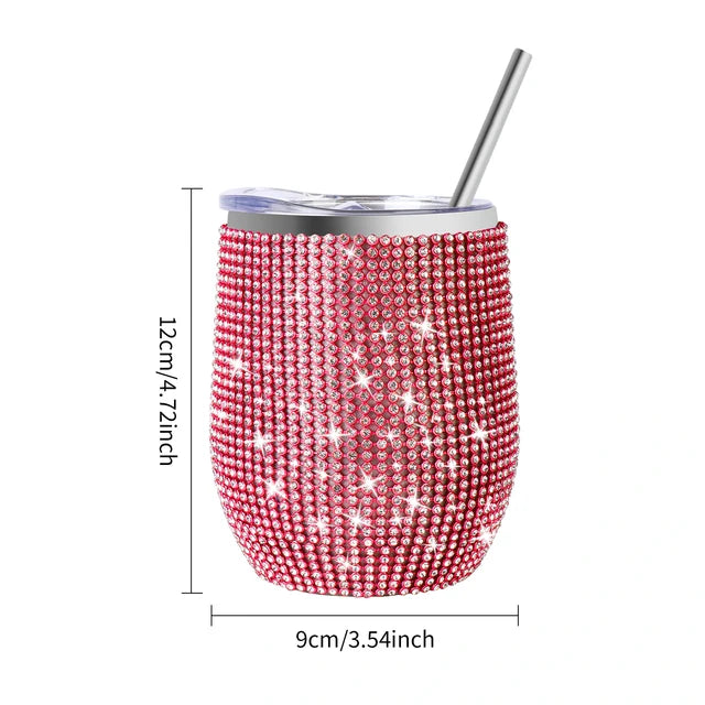 Luxury 12oz Diamond Rhinestone Wine Tumbler – Insulated Stainless Steel from Mish Mash Market