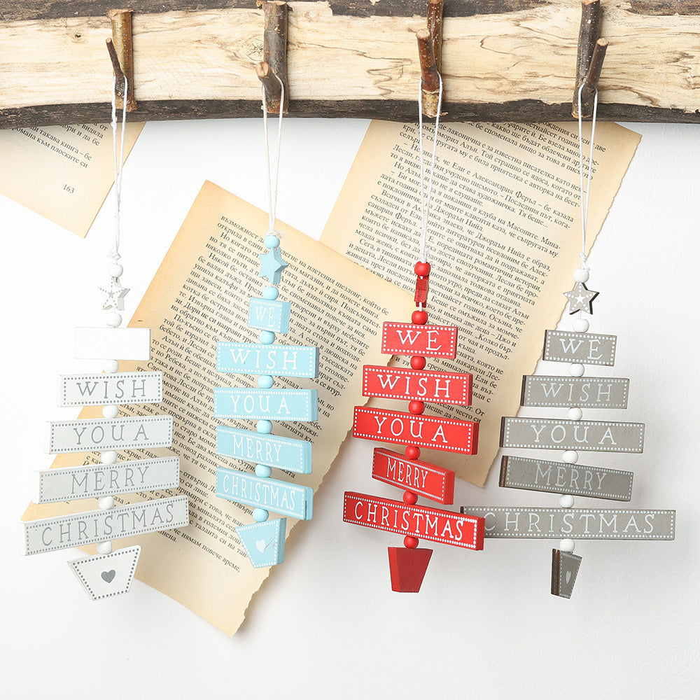 "WE WISH YOU A MERRY CHRISTMAS" Wood Hanging Sign