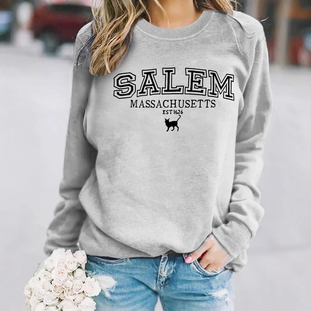 Salem Massachusetts Black Cat Vintage Graphic Sweatshirt from Mish Mash Market