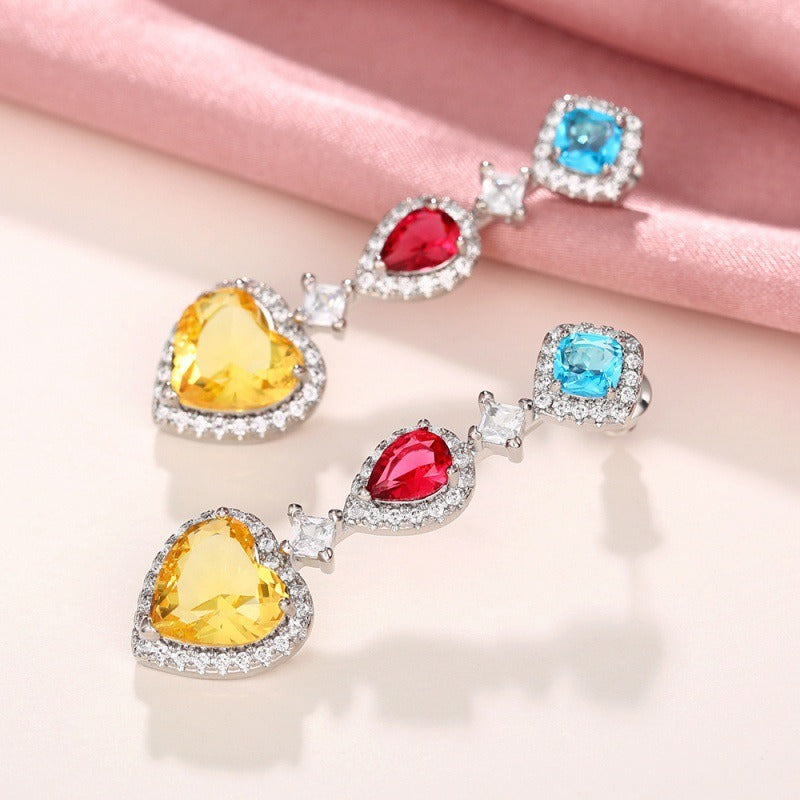 Women’s Love Geometric Long Drop Earrings – Slimming High-End Dangle Jewelry