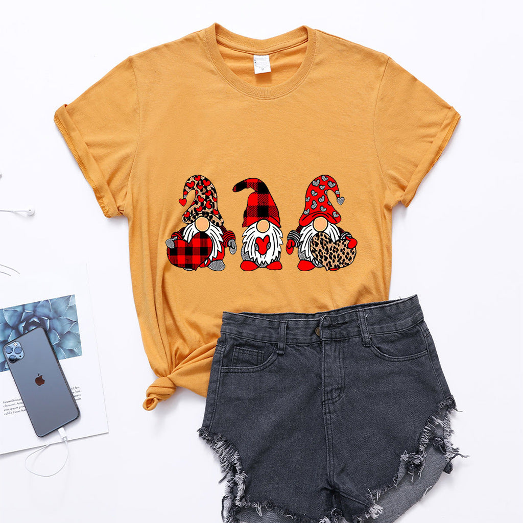 Gnome Graphic T-Shirt for Women – Love Printed Loose Fit Top