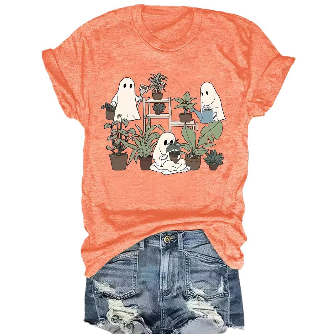 Halloween Cute Spooky Ghost Plant Lover Graphic T-Shirt from Mish Mash Market