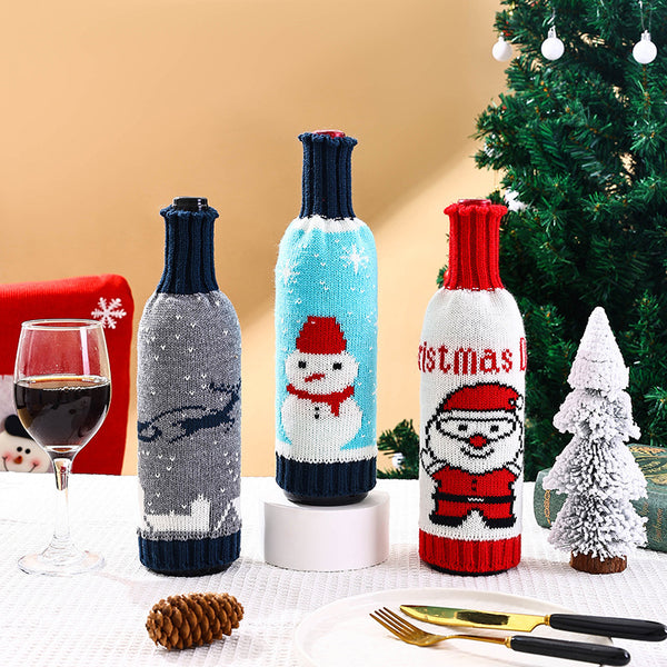 Festive Holiday Knitted Wine Bottle Cover from Mish Mash Market