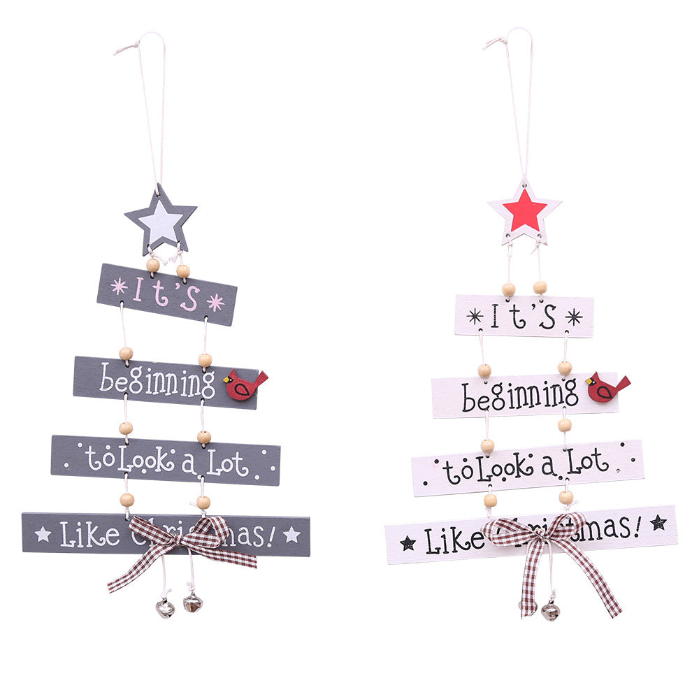 "WE WISH YOU A MERRY CHRISTMAS" Grey/White Wood Hanging Sign