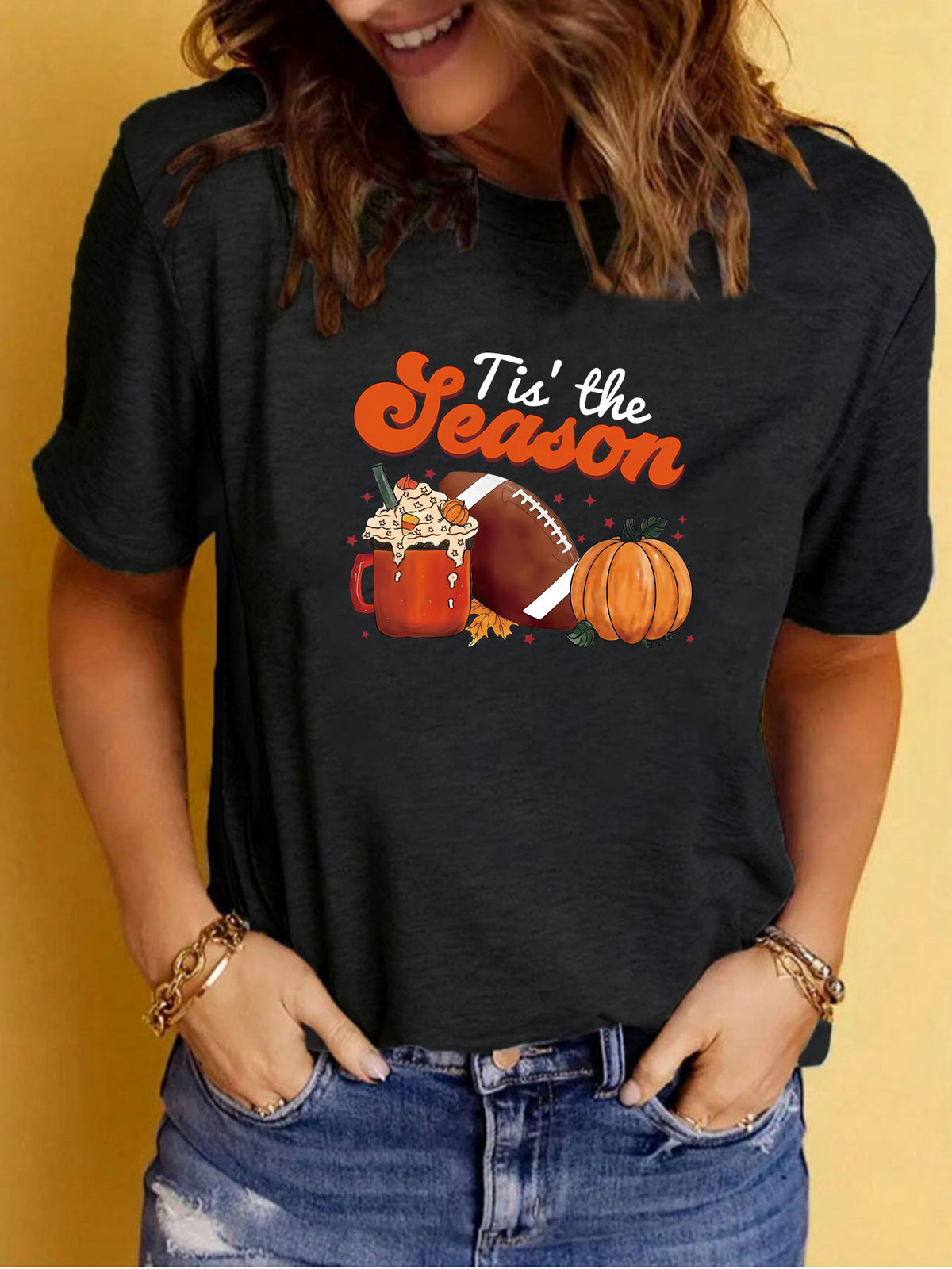 Tis the Season Halloween Printed Round Neck Short Sleeve T-Shirt from Mish Mash Market