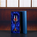 Handmade Enamel Crystal Wine Goblet with Vintage Floral Design and Matching Decanter