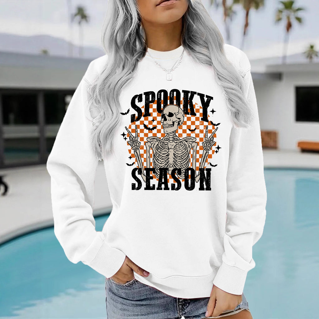 Halloween Spooky Season Skeleton Printed Pullover Hoodie from Mish Mash Market