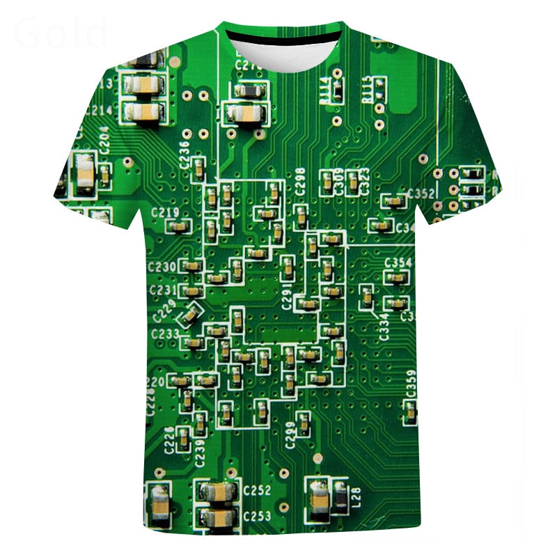Circuit Board 3D Print Oversized Tee – Harajuku Series from Mish Mash Market