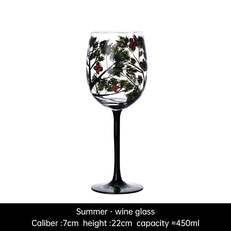 Four Seasons Hand-Painted Crystal Wine Glass from Mish Mash Market