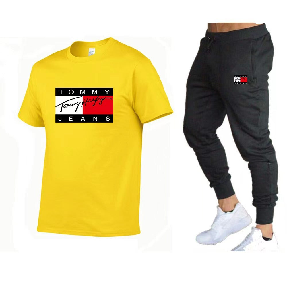 Trendy Brand Sports Cotton T-shirt Short Sleeved Running Set