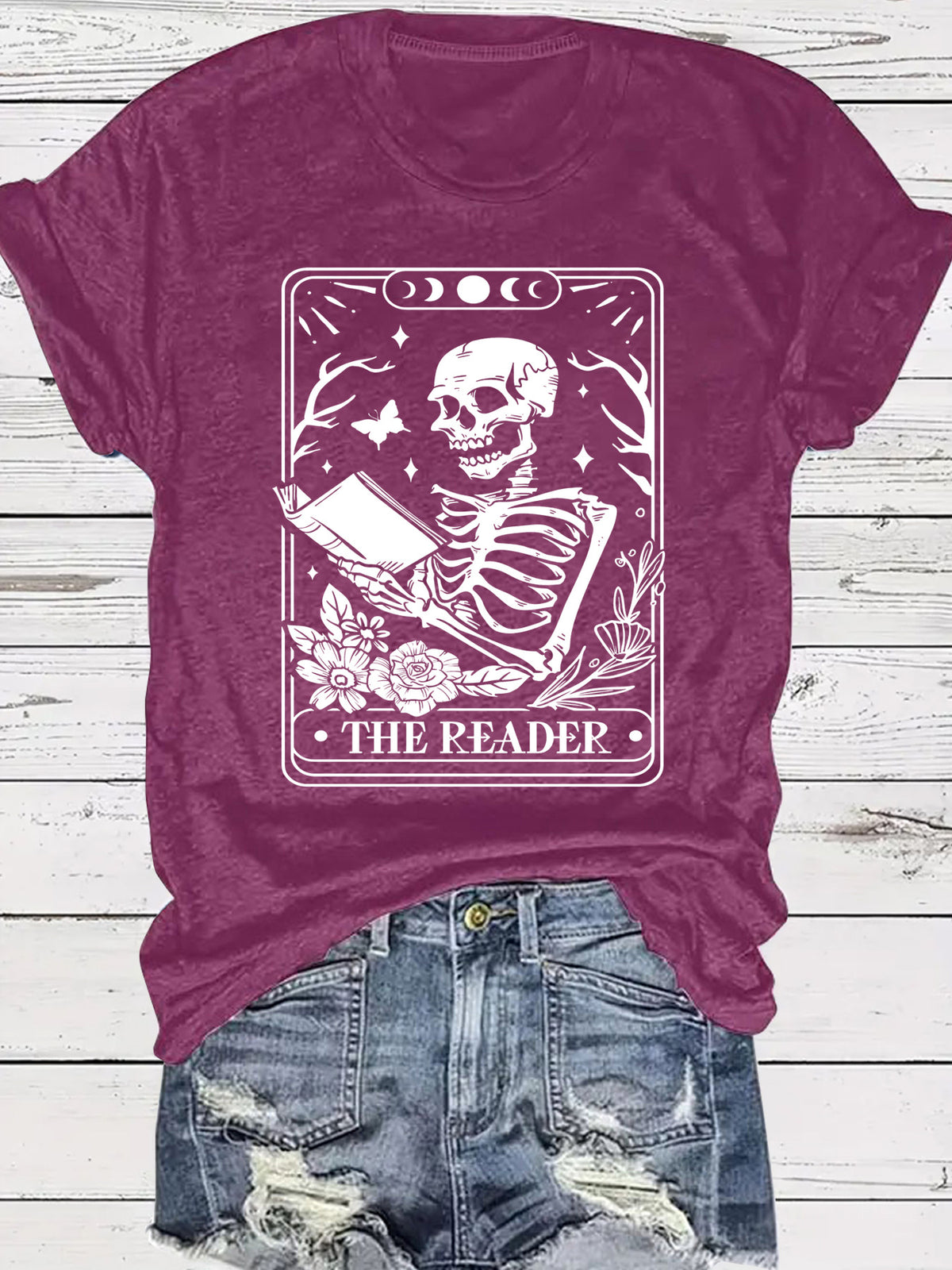 The Reader Halloween Floral Skeleton Graphic T-Shirt from Mish Mash Market