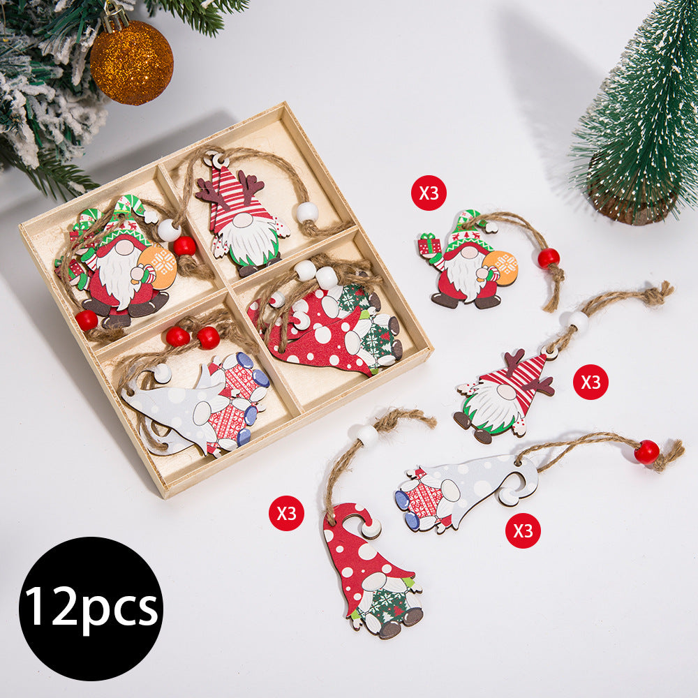 12-Piece Wooden Christmas Gnome Ornaments Set from Mish Mash Market