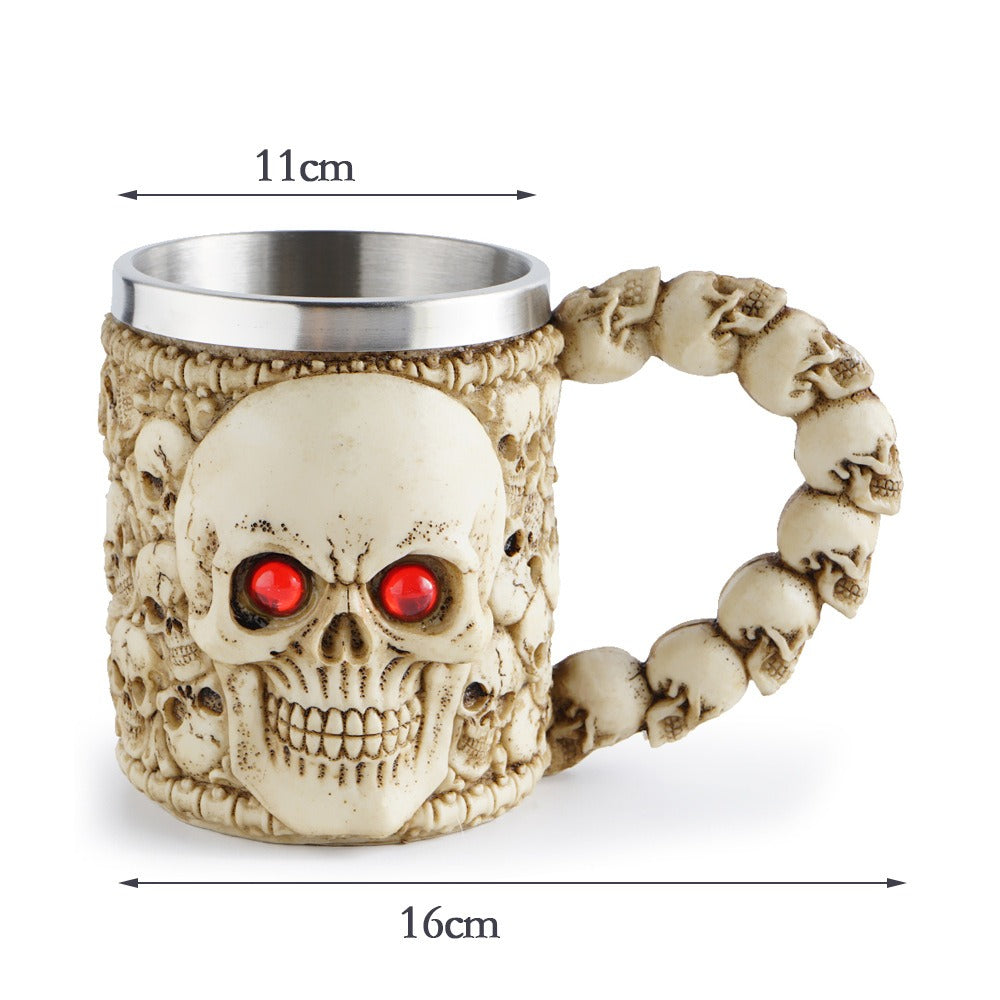 Red-Eyed Skull Resin Mug from Mish Mash Market