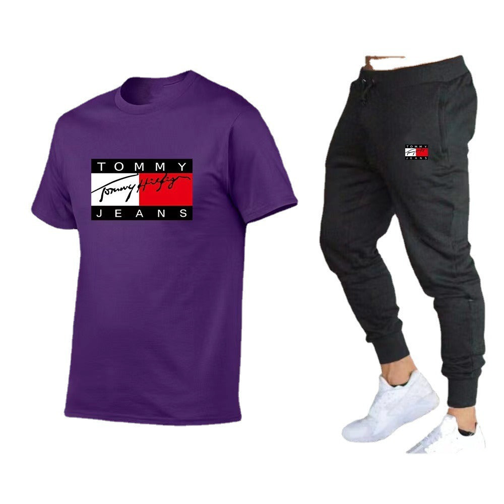 Trendy Brand Sports Cotton T-shirt Short Sleeved Running Set