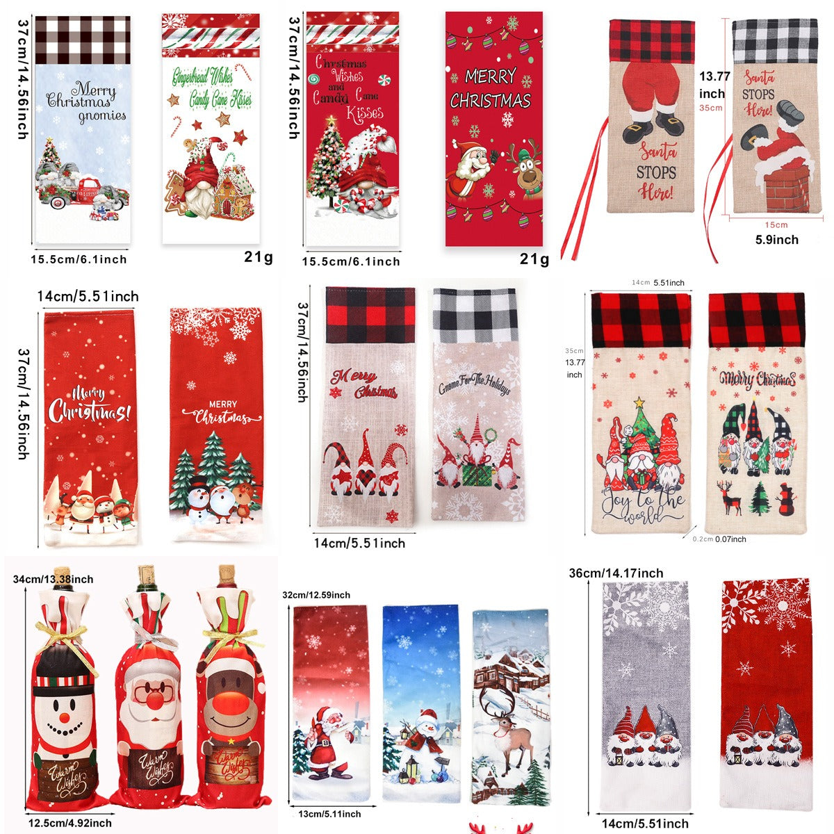 Festive Holiday Wine Bottle Gift Bags - Santa & Winter Themes from Mish Mash Market