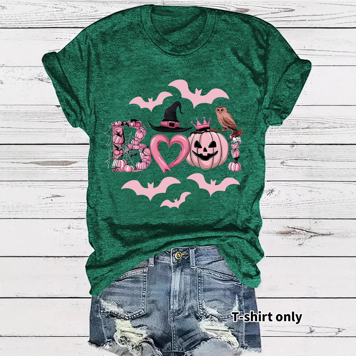 Women's Halloween Boo Graphic Print Short Sleeve T-Shirt from Mish Mash Market
