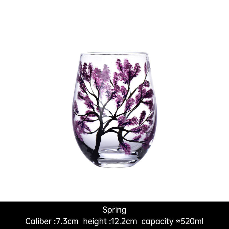 Four Seasons Hand-Painted Crystal Wine Glass from Mish Mash Market