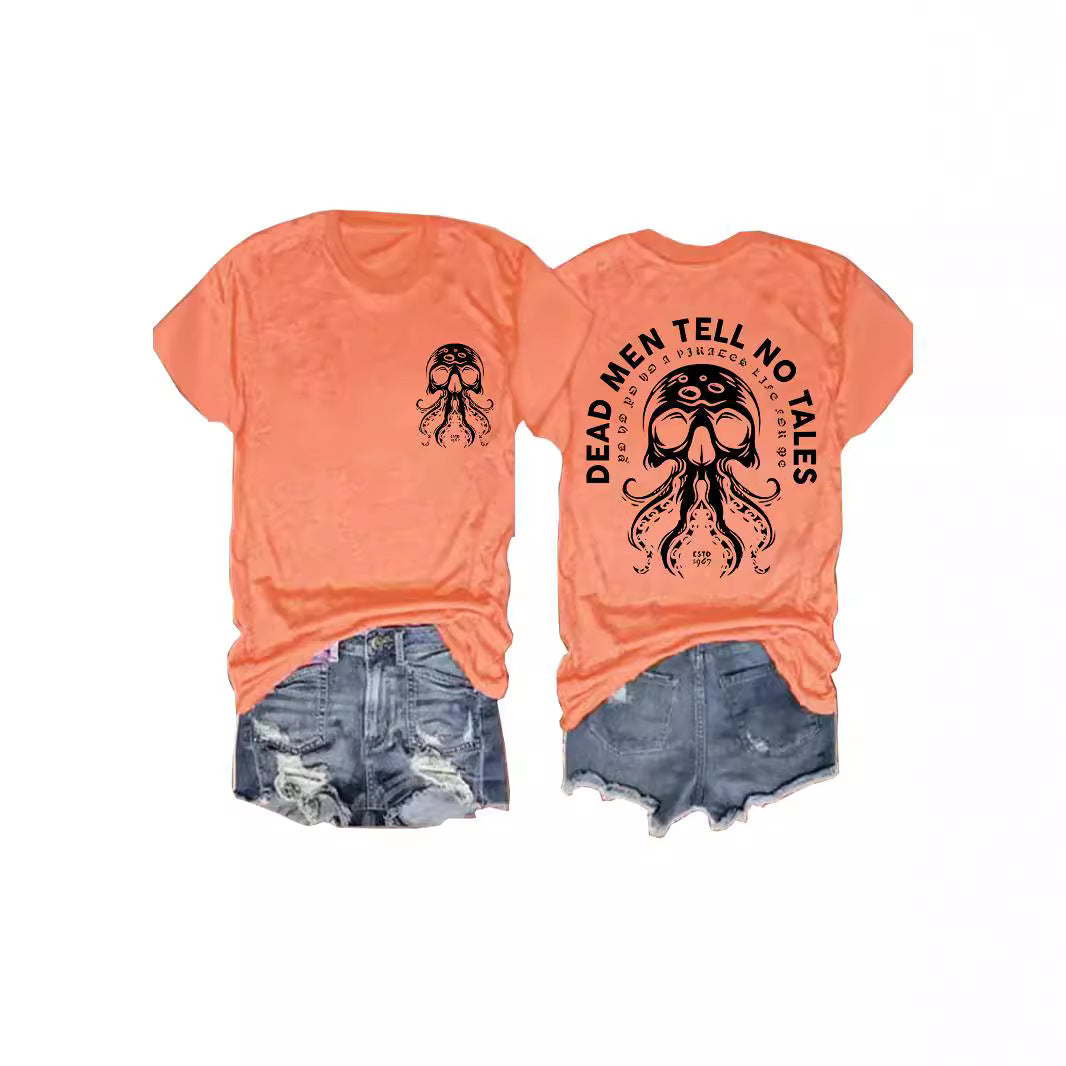 Halloween Octopus Skull Dead Men Tell No Tales Graphic Tee from Mish Mash Market