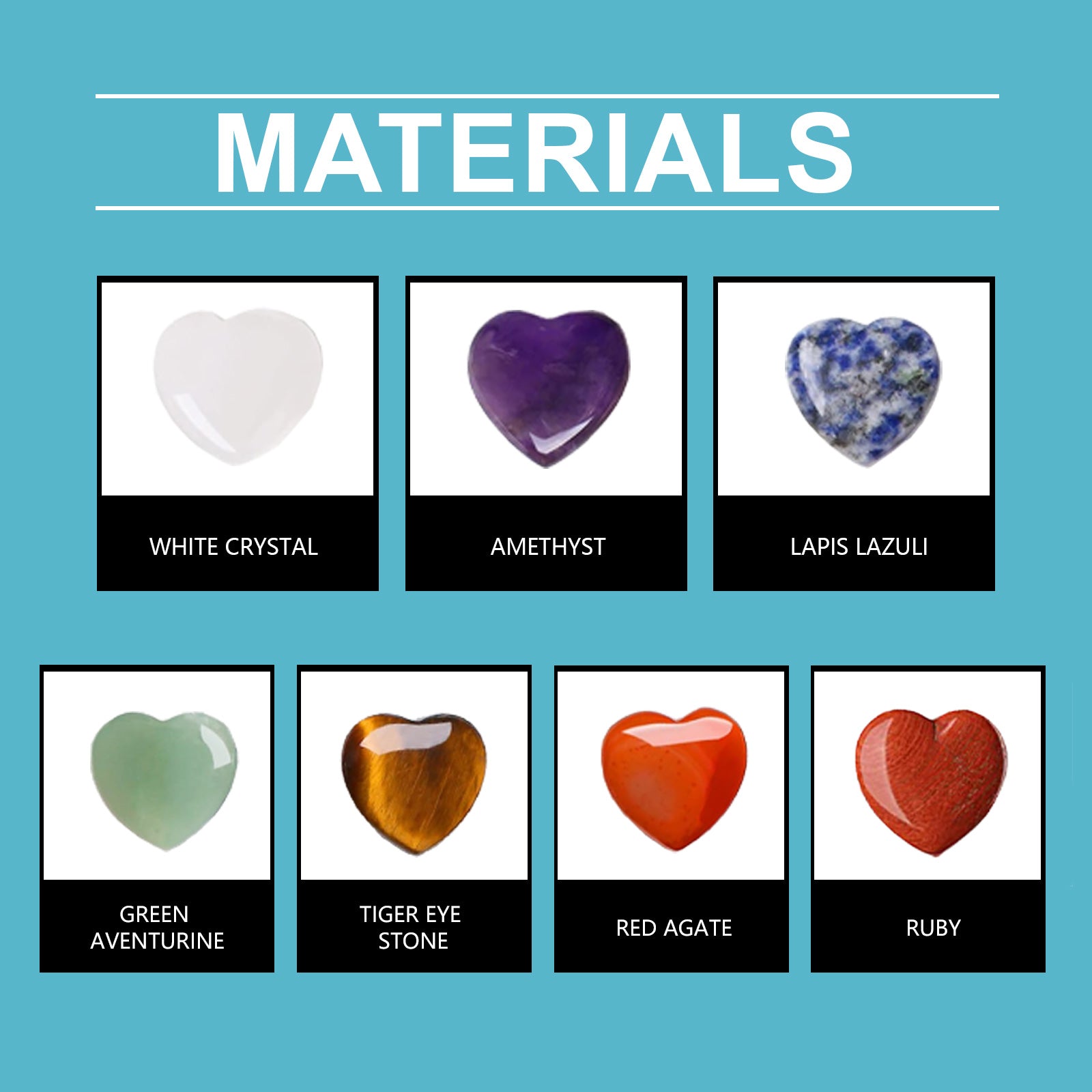 7-Piece Love Crystal Healing Stone Set - Natural Chakra Balance Kit from Mish Mash Market