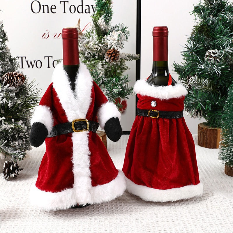 Christmas Red Wine Bottle Cover & Dress Decoration (Santa Suit Style) from Mish Mash Market