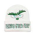 Resting Grinch Face Embroidered Beanie