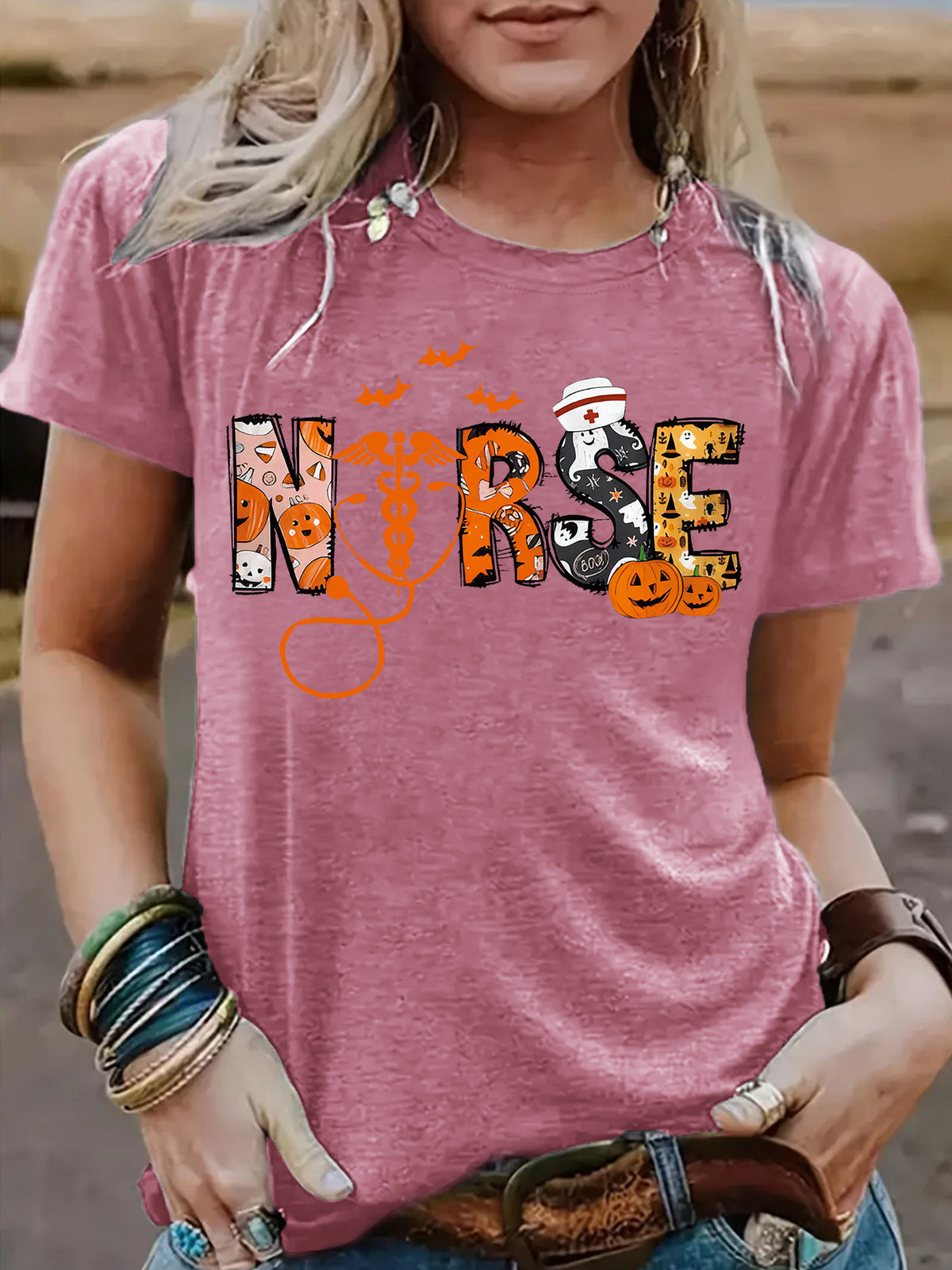 Spooktacular Halloween Nurse Graphic T-Shirt from Mish Mash Market
