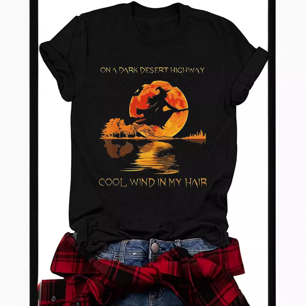 Halloween Witch Graphic T-Shirt - On A Dark Desert Highway from Mish Mash Market