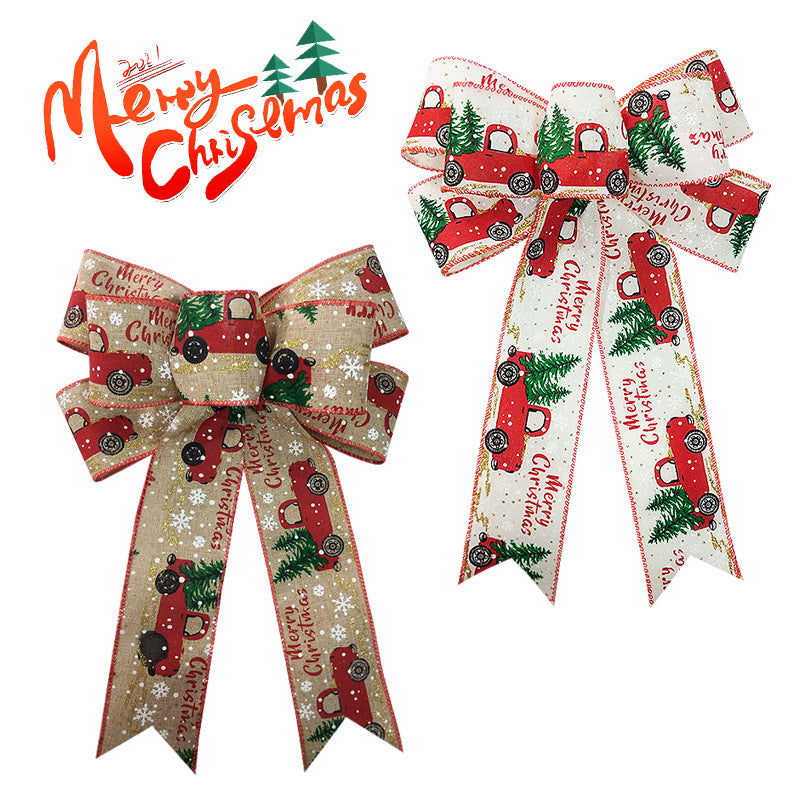 Rustic Red Truck Christmas Ribbon Bow