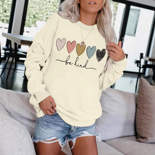 Be Kind Leopard Heart Graphic Sweatshirt - Women's Casual Black Pullover from Mish Mash Market