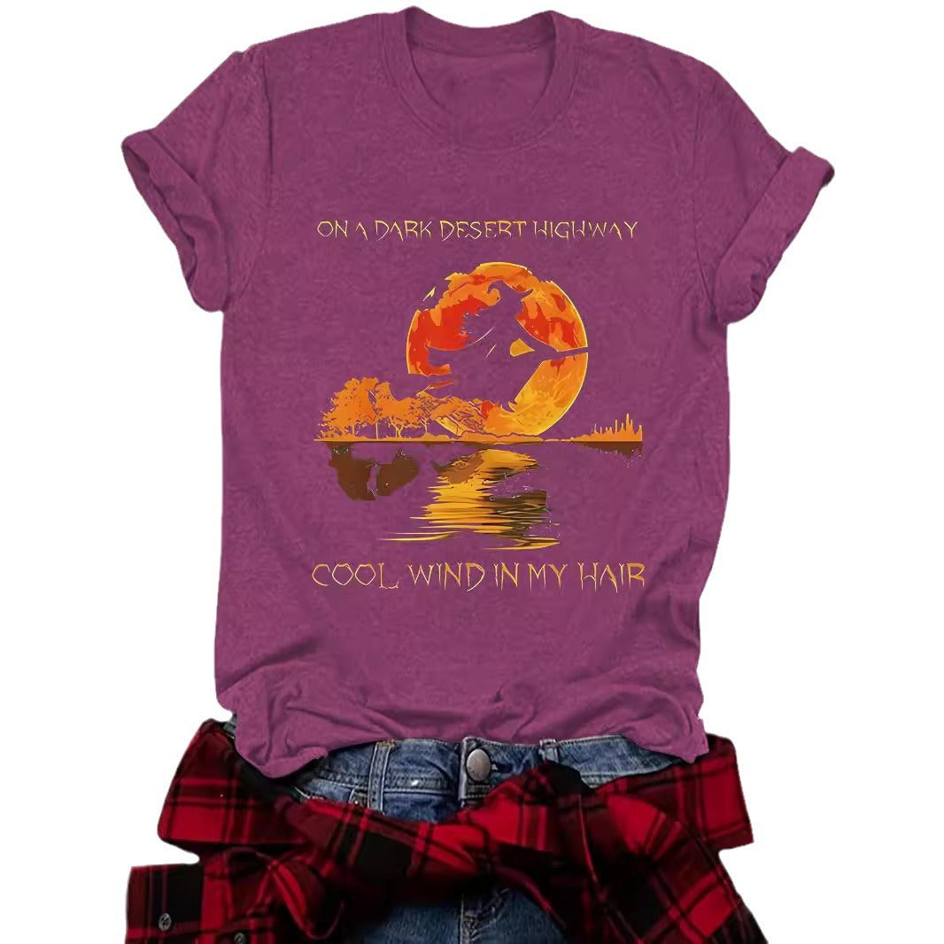 Halloween Witch Graphic T-Shirt - On A Dark Desert Highway from Mish Mash Market
