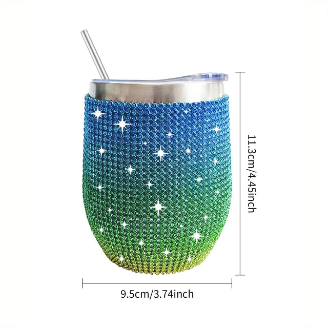 Luxury 12oz Diamond Rhinestone Wine Tumbler – Insulated Stainless Steel from Mish Mash Market