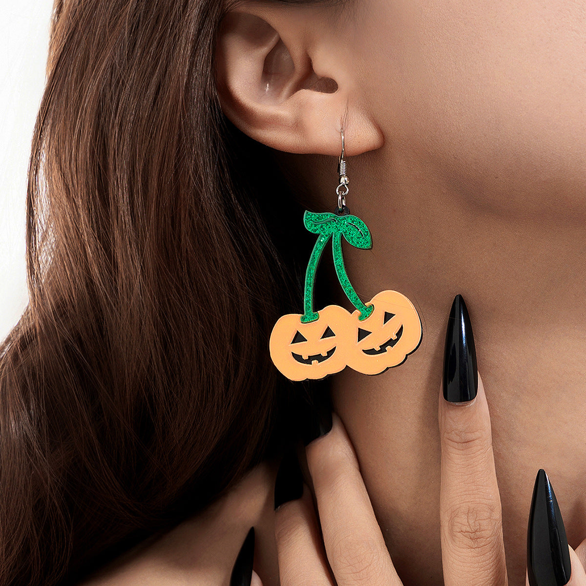 Halloween Pumpkin Cherry Acrylic Drop Earrings from Mish Mash Market