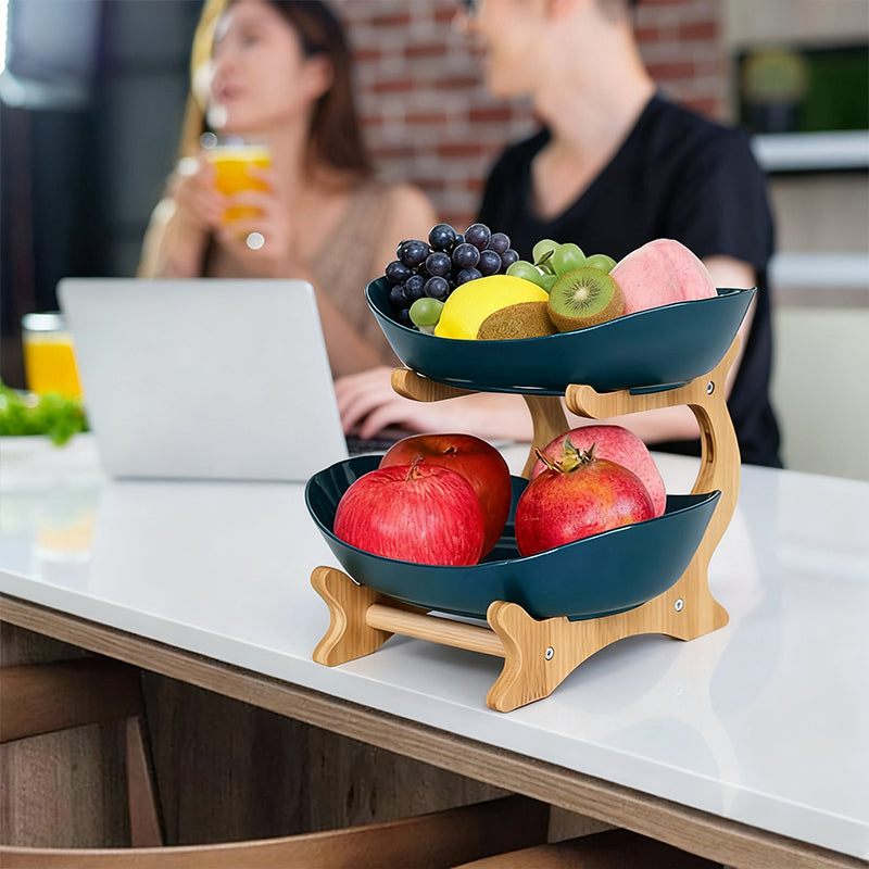 2-Tier Bamboo Fruit Stand with Bowls from Mish Mash Market