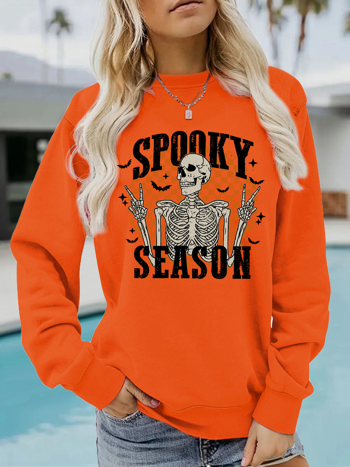 Halloween Spooky Season Skeleton Printed Pullover Hoodie from Mish Mash Market