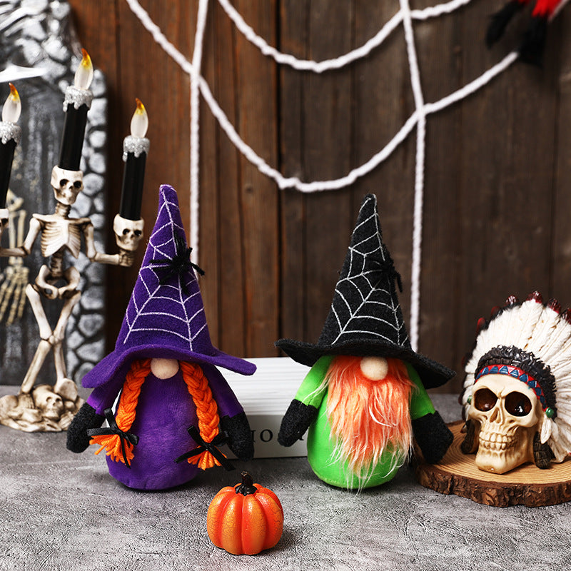 Halloween Spider Web Witch Hat Plush Gnomes