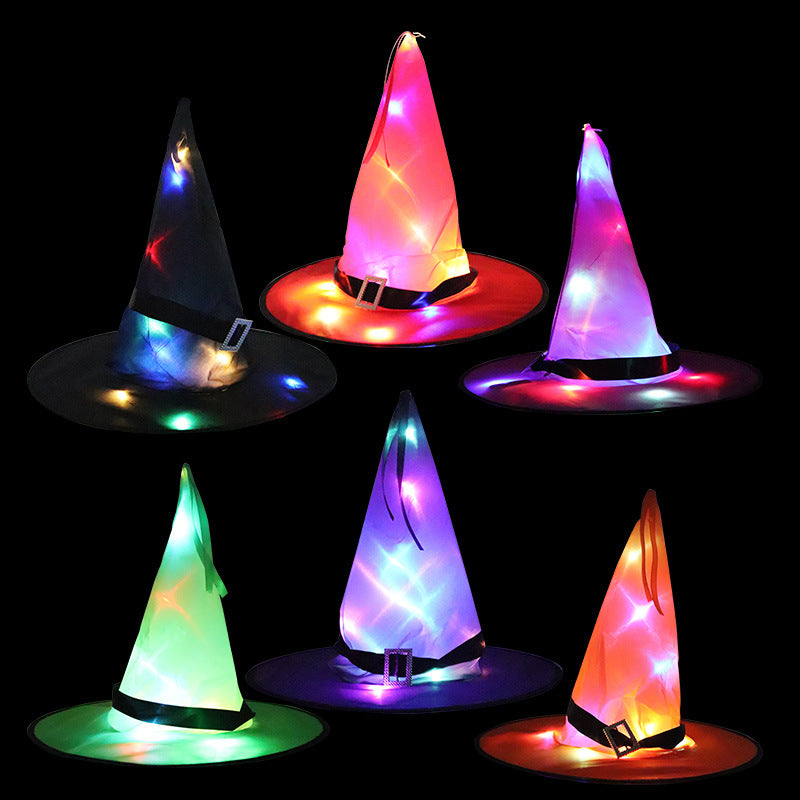Hanging LED Light-Up Witch Hat Outdoor Halloween Decoration from Mish Mash Market